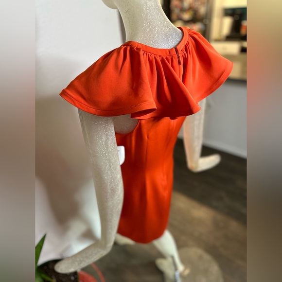 Jay Godfrey Orange Sleeveless Ruffle Collar Mini Dress. New With Tags! Size 4 - Picture 10 of 14